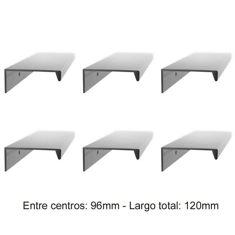 6 Un. TIRADOR Asa Mueble Cocina y baño perfil ALUMINIO ANODIZADO Ext. 116X8MM - - Distancia tornillos 96MM