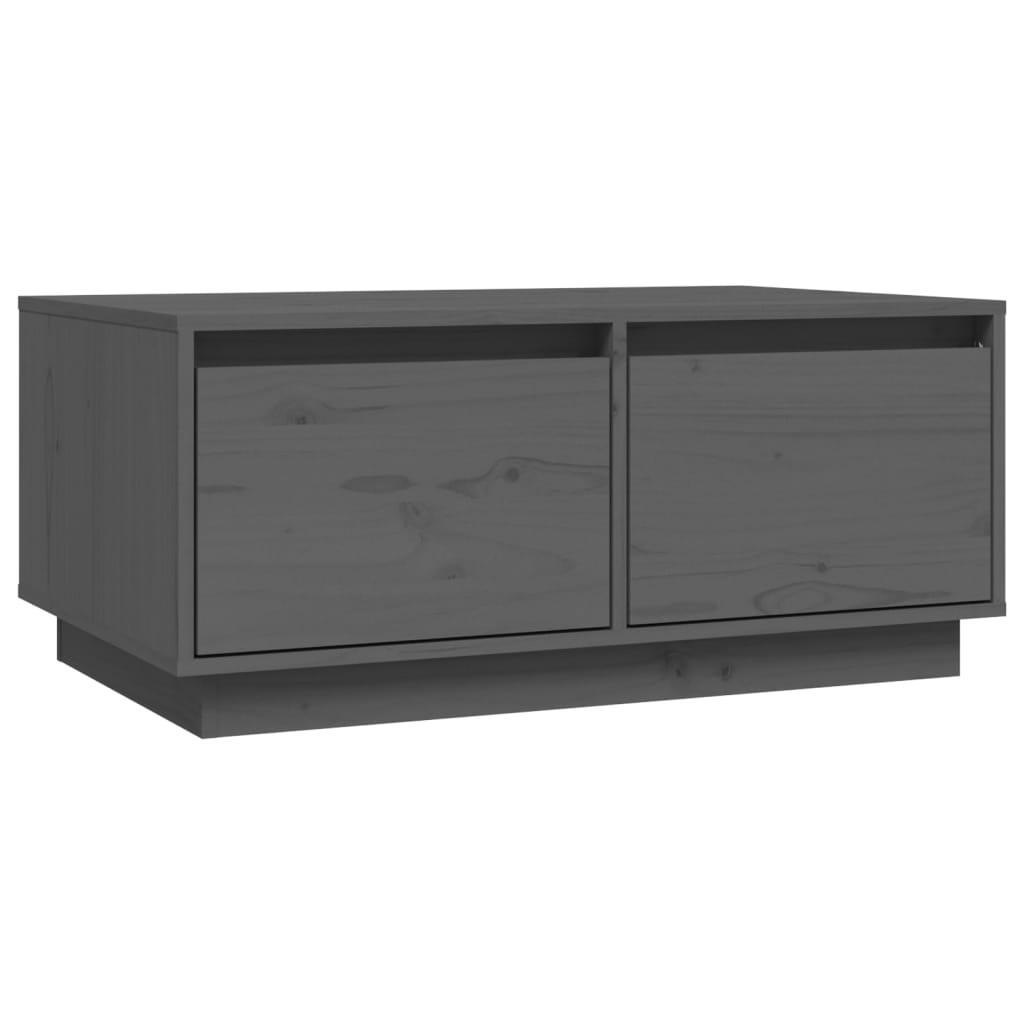 vidaXL Mesa de centro madera maciza de pino gris 80x50x35 cm