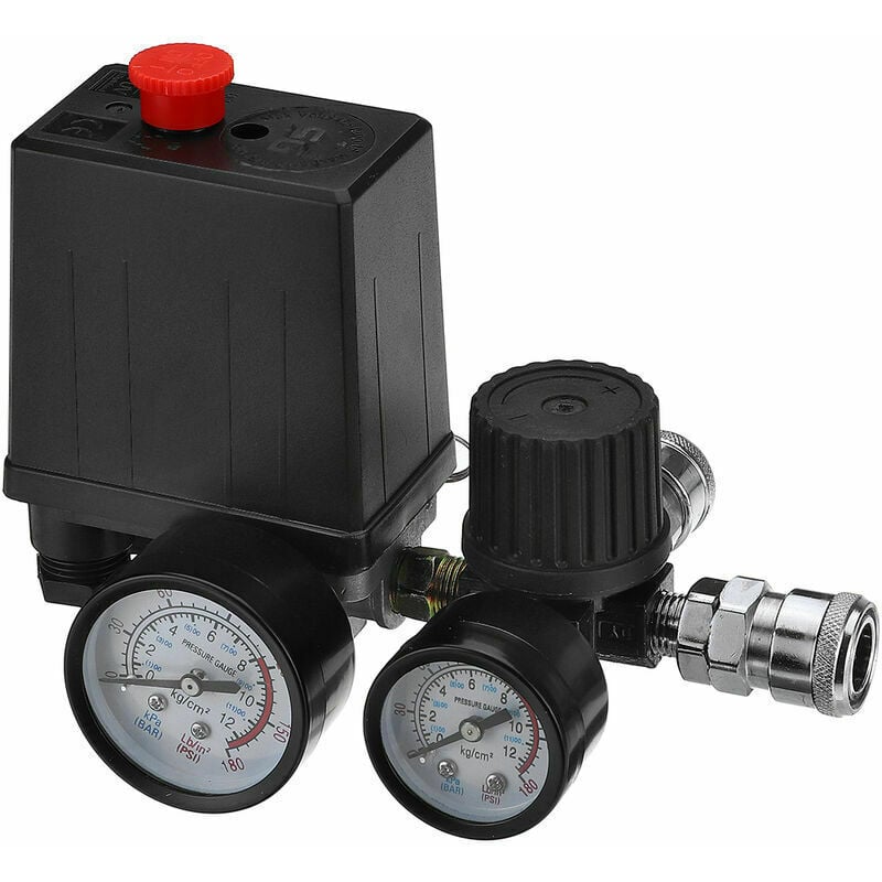 Medidor regulador de presión de aire 220V 0-180 PSI con conector rápido práctico para compresores