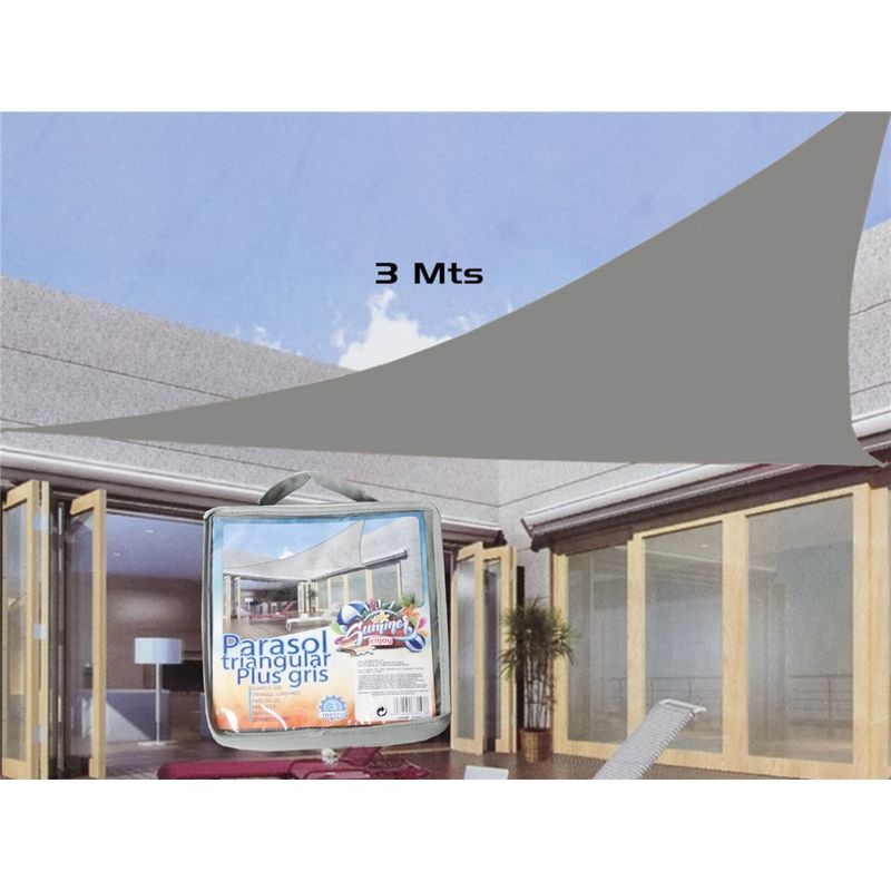 Gerimport Parasol Triangular Poliester Gris Plus 3 Metros - Protección Solar