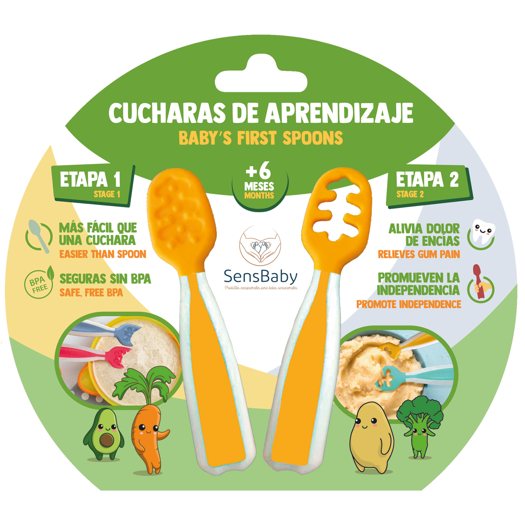 Cuchara Silicona Bebe - Utensilios para la alimentación, Cuchara Bebe, Cubiertos Bebe, Cuchara Bebe Aprendizaje, Cuchara Bebe Silicona, Precucharas Bebe Blw en 2 Etapas, Cucharas Bebe 6 Meses Recomendadas por Nutricionistas, SENSBABY