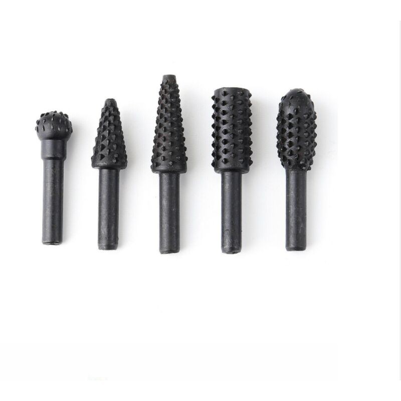 TK Juego de fresas rotativas de 1/4 "y 6 mm, herramientas eléctricas, pulido de madera, grabado, talla, lima, escofina, brocas rotativas, juego de brocas para kit de carpintería, paquete de 5 (negro)