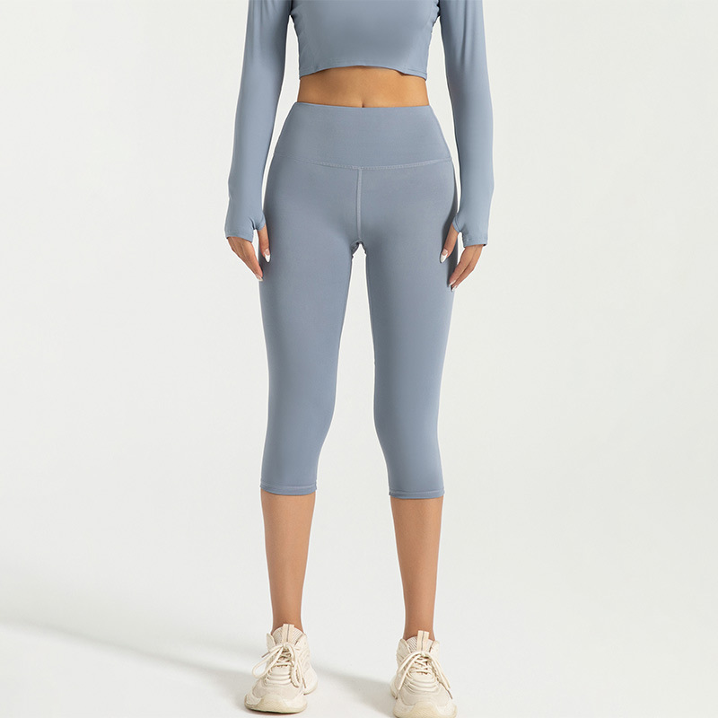 OmHome Pantalones deportivos de tres puntos color melocotón, medias deportivas elásticas de cintura alta para levantamiento de cadera, yoga, melocotón y cadera