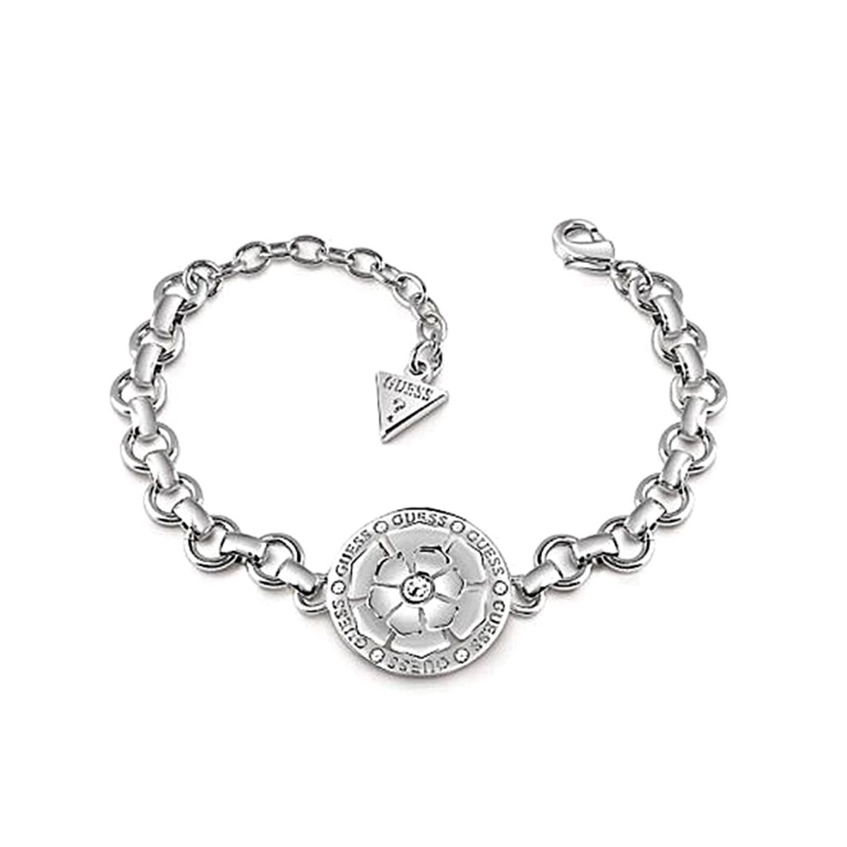 Pulsera Guess mujer Peonia UBB28107-S acero inoxidable círculo detalle piedra centro mosquetón
