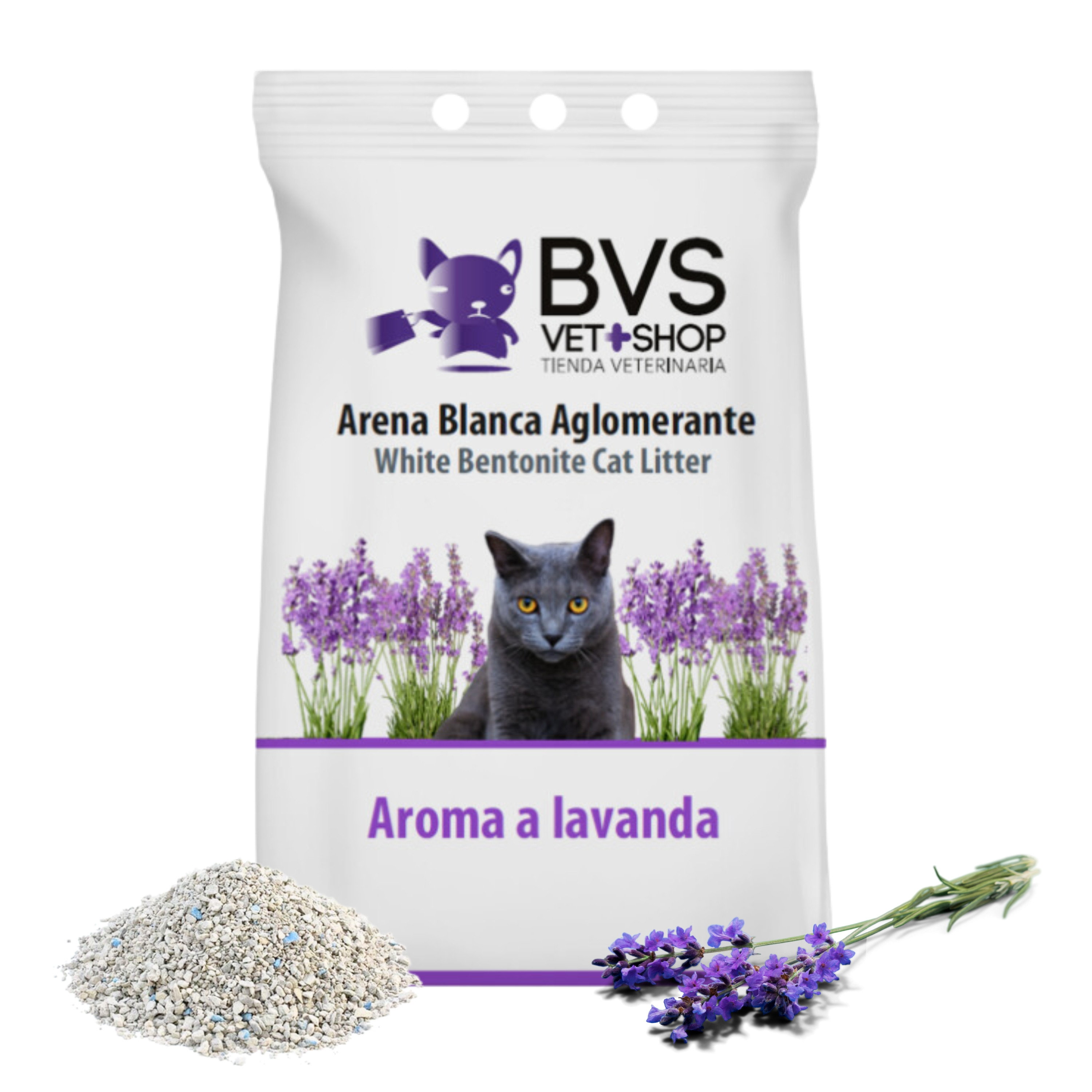 Arena Aglomerante Natural, Lavanda o Marsella Premium | Absorbe la humedad y el olor de los excrementos de tus gatos, 100% bentonita, Gran control de olores | BARAKALDO VET+SHOP
