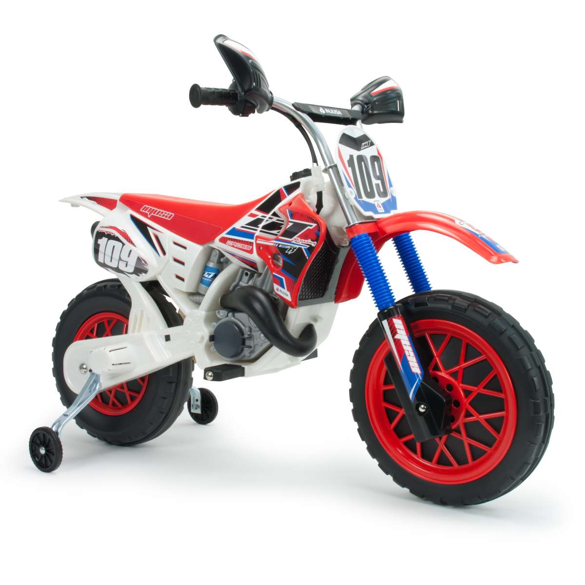 Injusa Moto Eléctrica Infantil Cross CR 6V para Niños de 3 a 6 Años con Puño Acelerador y Freno Eléctrico | Velocidad Máxima 6 Km/h | Verde y Blanca