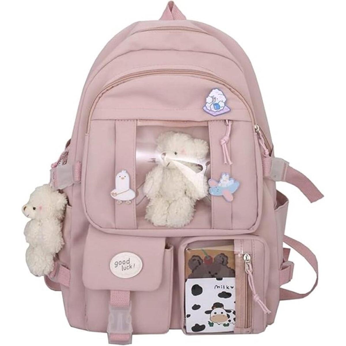 Mochila impermeable para niñas - Mochila para niña con pin y accesorios - Mochila para niños - Mochila para mujeres - Mochila escolar ligera - Mochila escolar para estudiantes - Mochilas de gran capacidad - Adolescentes - Mochilas para la escuela secun