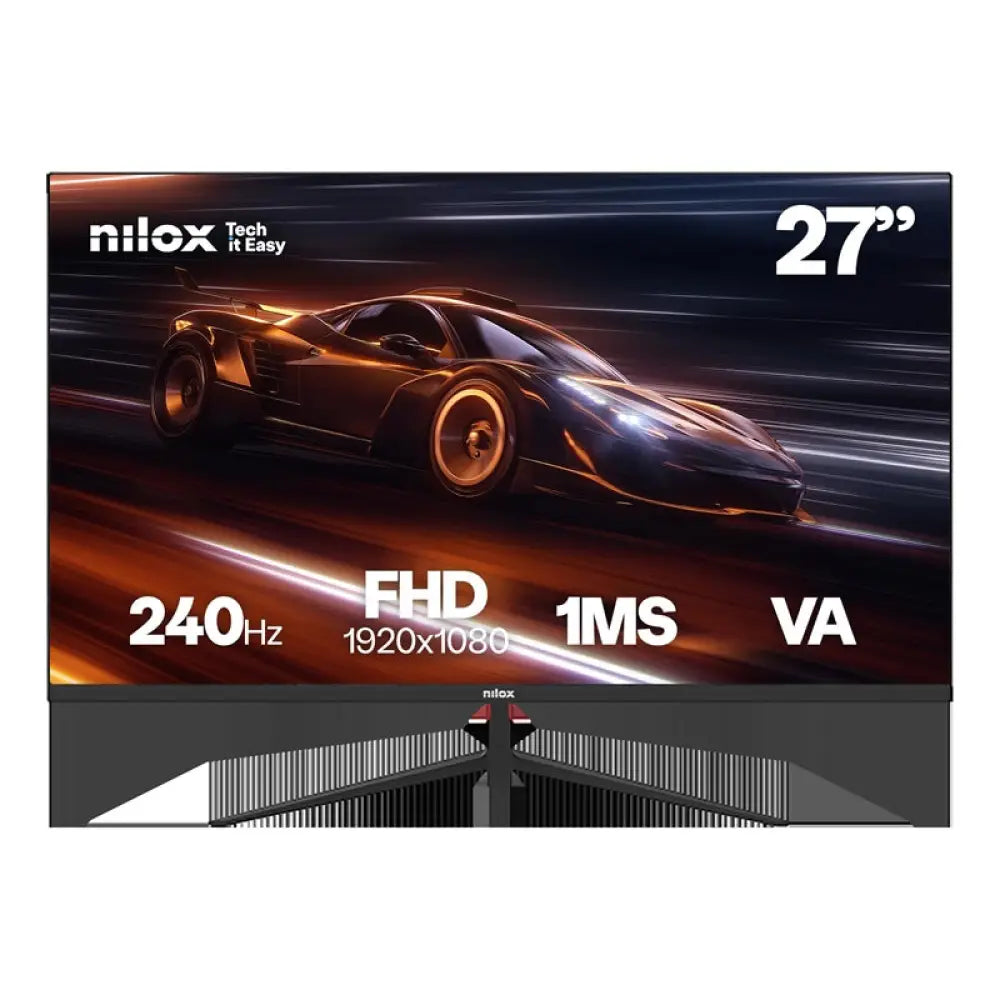 Nilox - Monitor gaming NXM27FHD2401 de 27 pulgadas FullHD con panel VA plano, 240 Hz y 1 ms para eSports y diseño profesional, compatible FreeSync, HDMI y DisplayPort