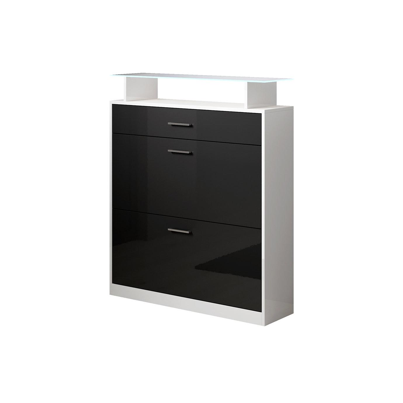 MB Muebles Bonitos - Recibidor Zapatero, LED, Estante vidrio, 105x89x24cm, Más Colores, Modelo Paola
