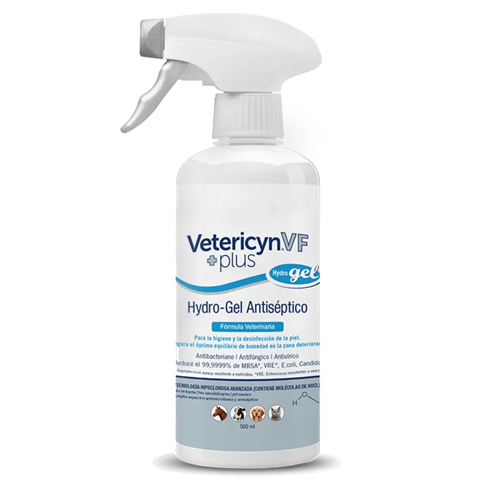 Vetericyn VF plus hidrogel 500 ml Solución antiséptica para limpiar y tratar heridas, quemaduras e infecciones en animales de todas las especies Urano