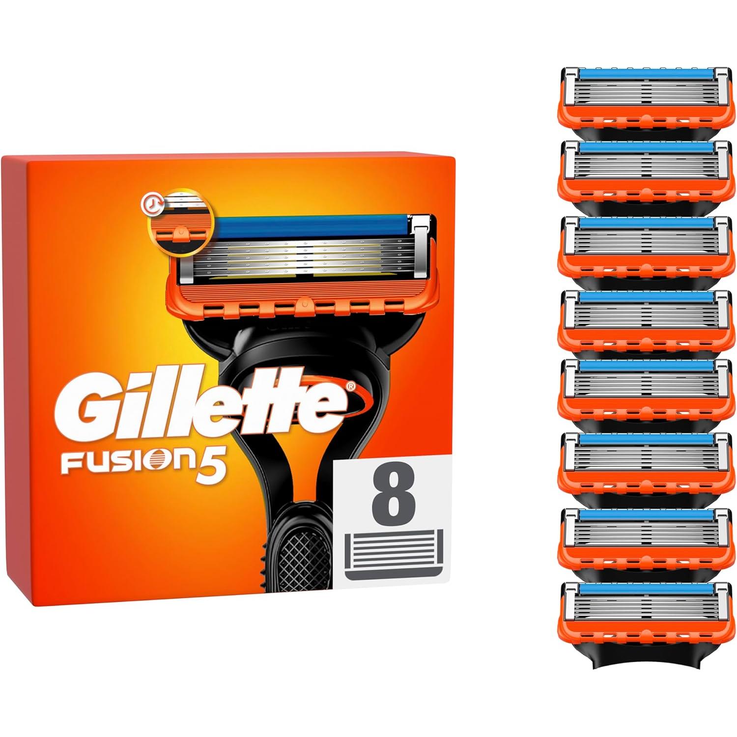 Gillette Fusion5 Cuchillas de afeitar para hombres, paquete de 8 recambios de cuchillas de afeitar con recortador de precisión