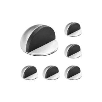 CA Juego de 6 topes de puerta adhesivos de acero inoxidable con tope de goma para suelo, protección para puertas y paredes (plata)