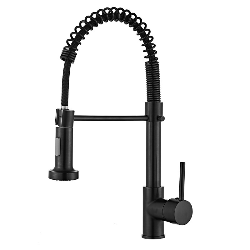 Grifo de cocina negro Grifo de cocina con ducha Grifo monomando extraíble de 360 ° Grifo monomando para fregadero