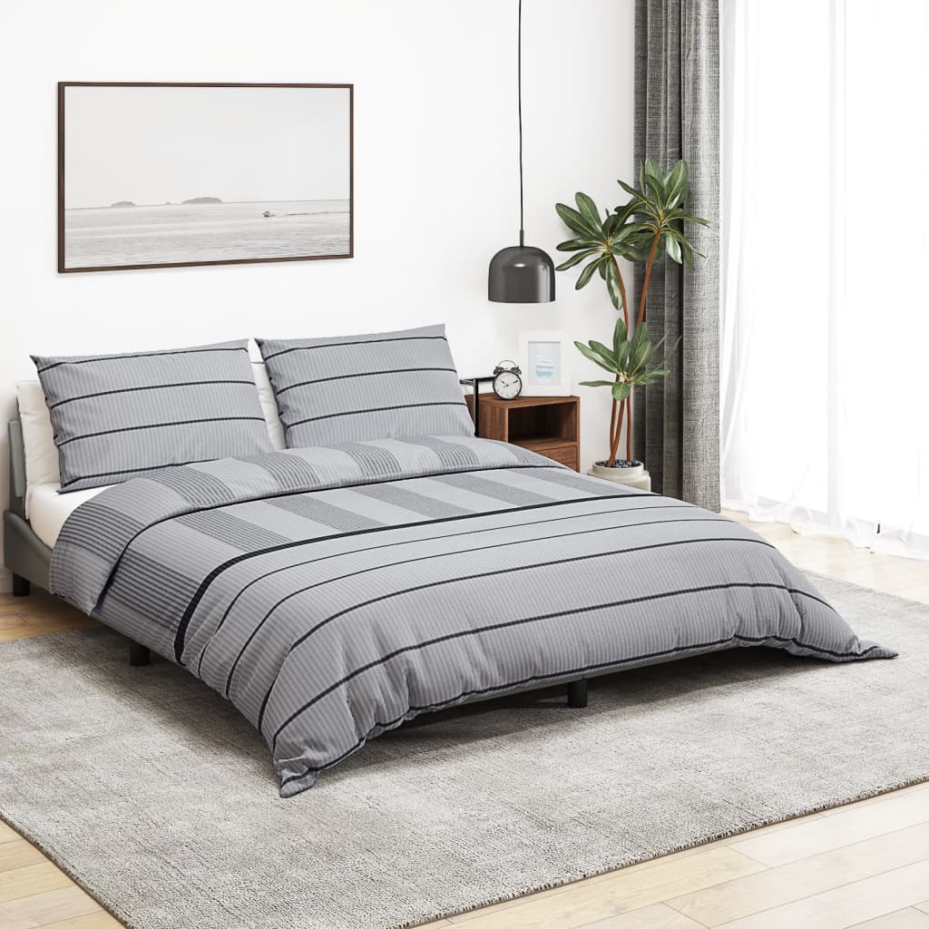 vidaXL Juego de Funda Nórdica Sábana Ropa Cama Algodón 200x200 cm Color Blanco y marrón,  Gris claro,  Multicolor y mas