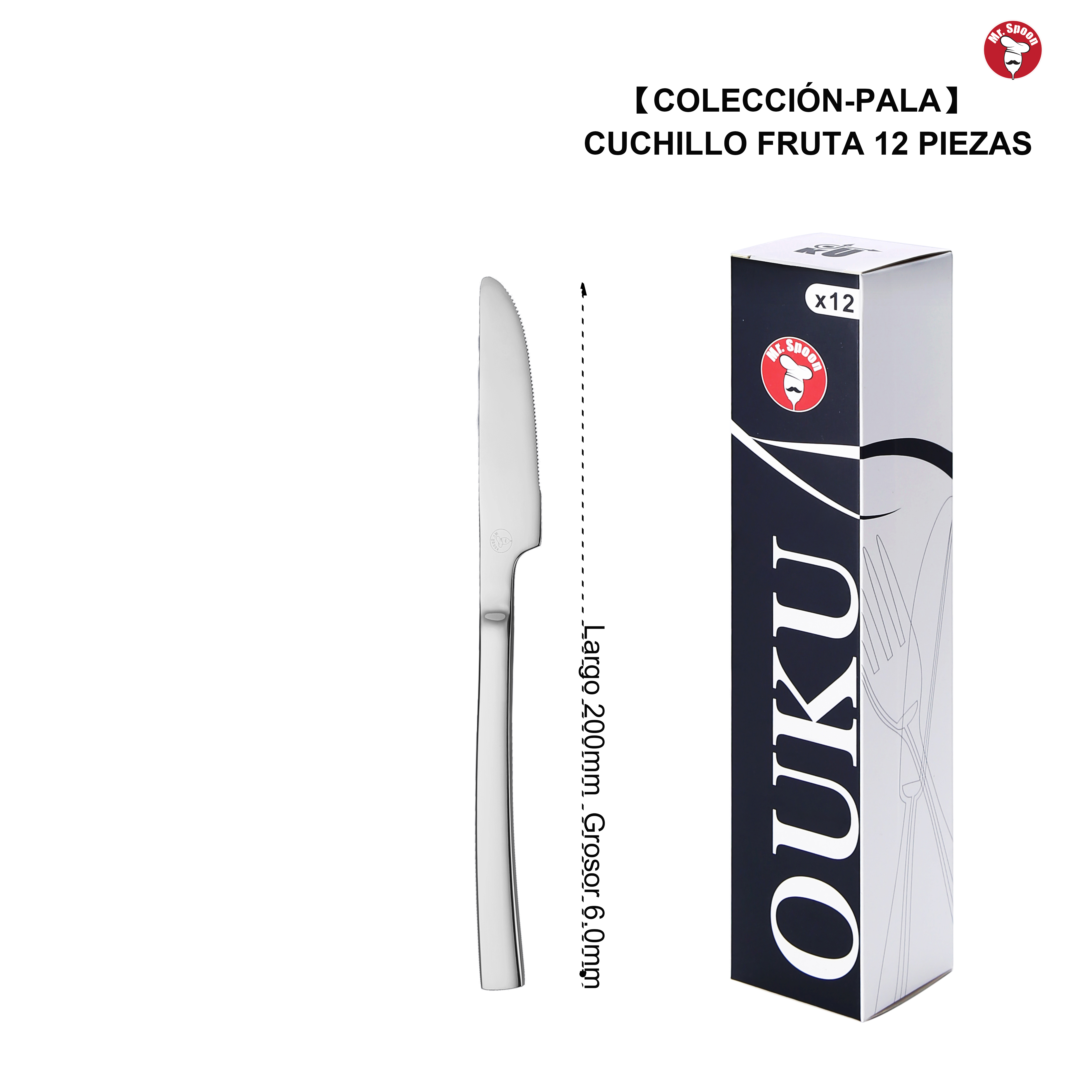Mr.Spoon Serie Pala Set 12 Piezas Cubiertos Acero Inoxidable 18/0 Plata – Cuchillo de Carne, Tenedor, Cuchara de Sopa, Postre y Café – Cubertería Moderna Resistente Apta Lavavajillas para Cocina Hogar Restaurante