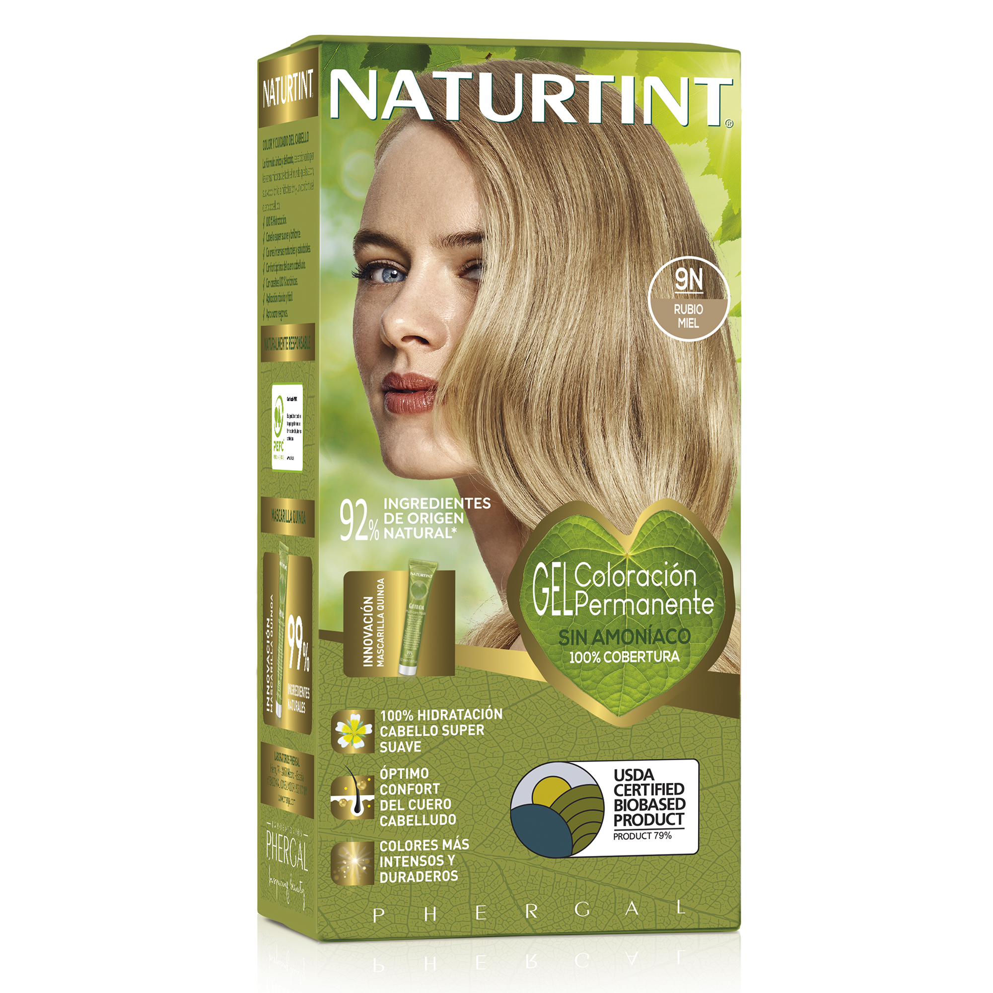 NATURTINT Biobased, Coloración Permanente Sin Amoniaco Pack de 4  + Extra Hairfood Mascarilla 90ml, 100% Cobertura de Canas, Tinte para el Cabello con Ingredientes Naturales, Color Intenso, Natural y Duradero, 680ml