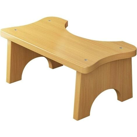 Taburete de bambú para inodoro, taburete de madera para niños, forma simple de C