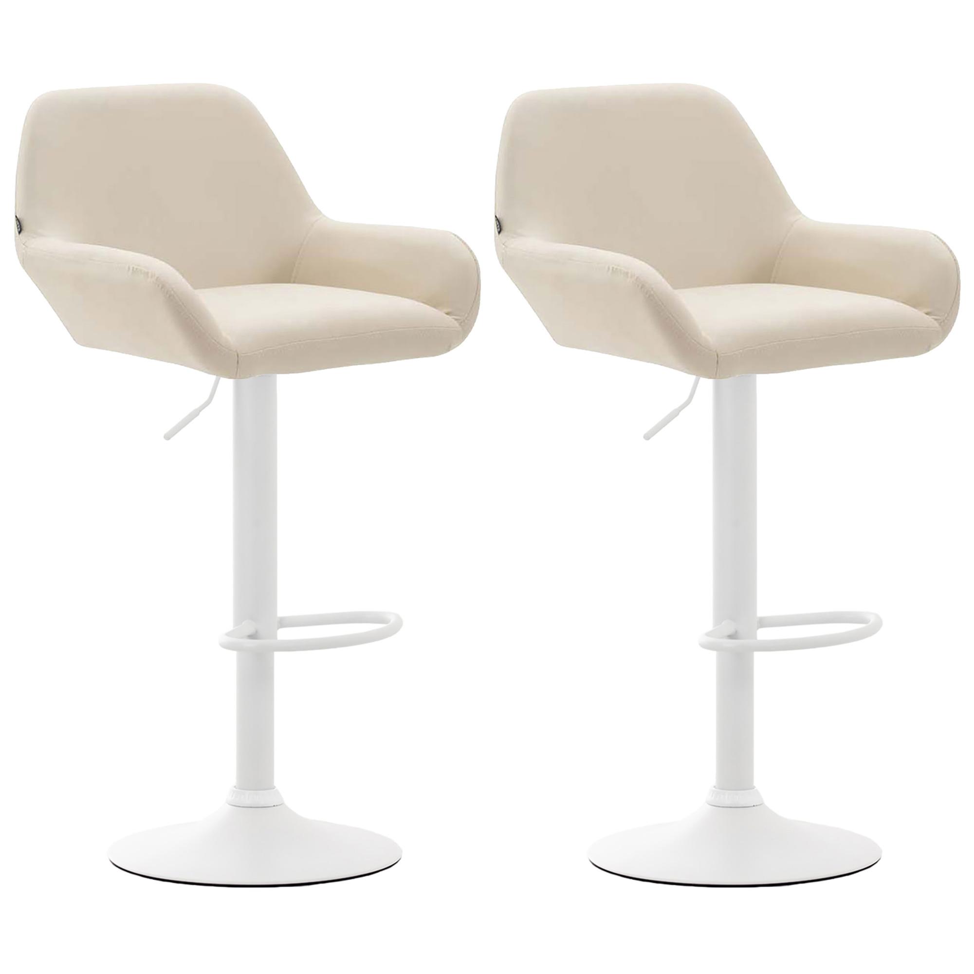 Set 2 Taburetes de bar Braga En Cuero PU Crema,Blanco