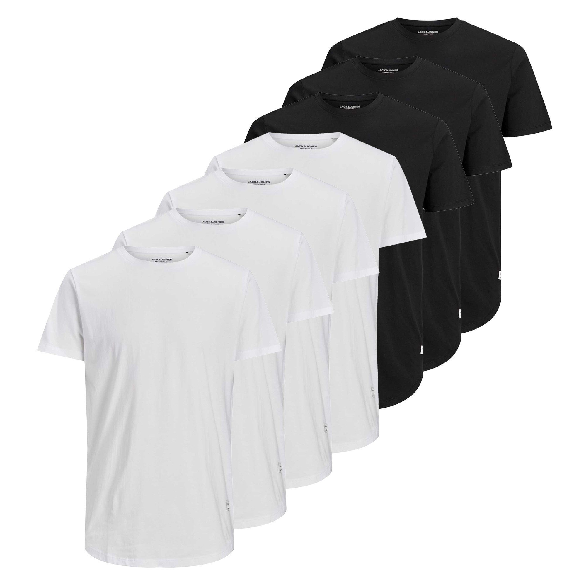 JACK&JONES Camiseta para Hombre,  Pack de 7 - JJENOA TEE CREW NECK, Basic, Algodón JJENOA TEE CREW NECK 7PK