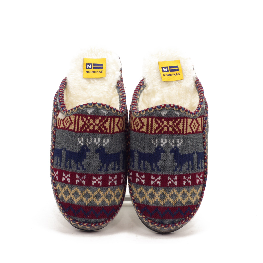 NORDIKA'S mod. 2502 zapatilla casa para hombre en lana natural, sin cordones