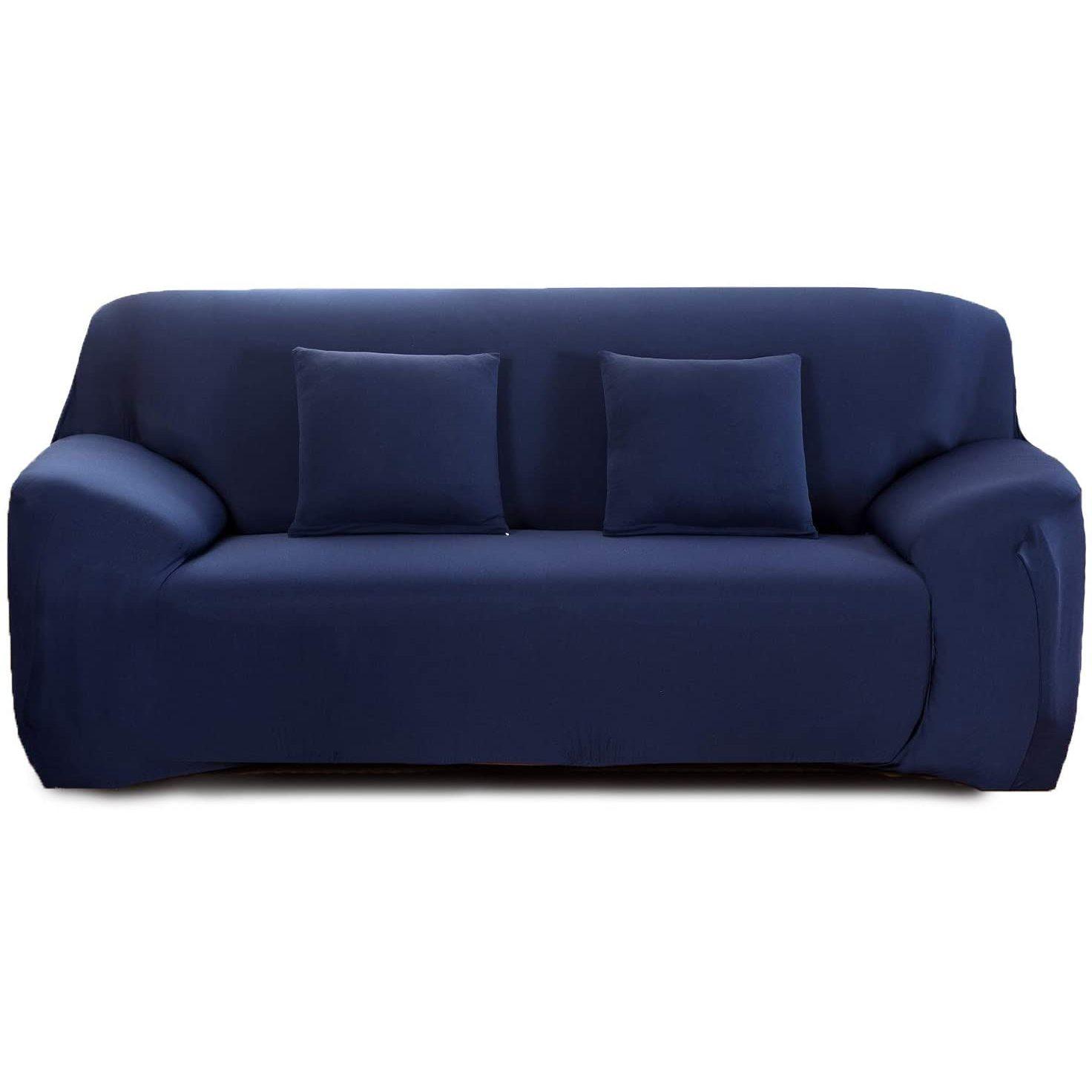 Tk Funda elástico para sofá de 2 plazas, Funda para Sofá, Funda para Sofá, Funda ajustada para sofá con reposabrazos, Azul Marino