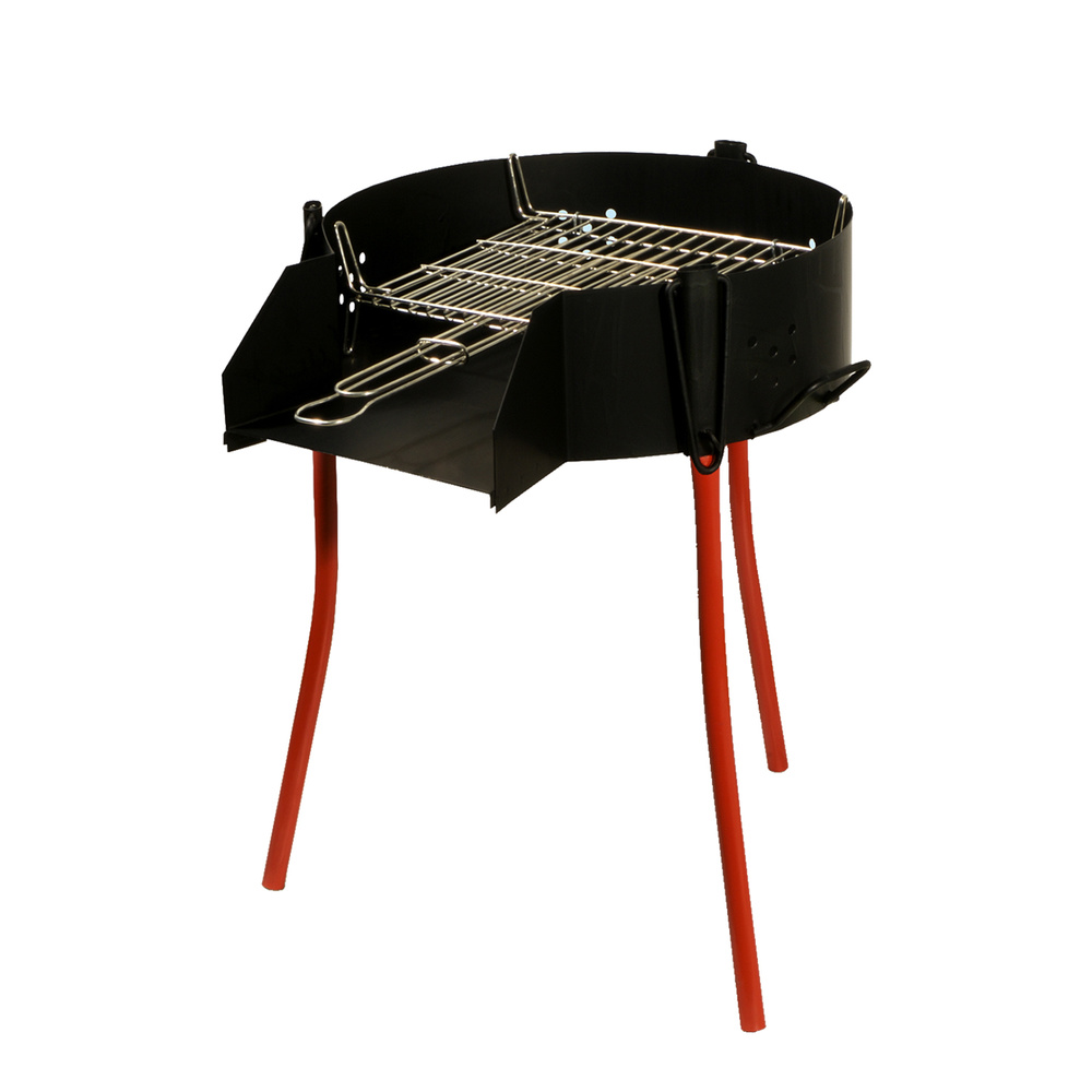 GARCIMA Barbacoa Rústica Multiusos Ø 50 cm | Parrilla de Carbón y Leña con Paravientos | Adaptable a Paelleros de Gas 350 mm | Patas Desmontables