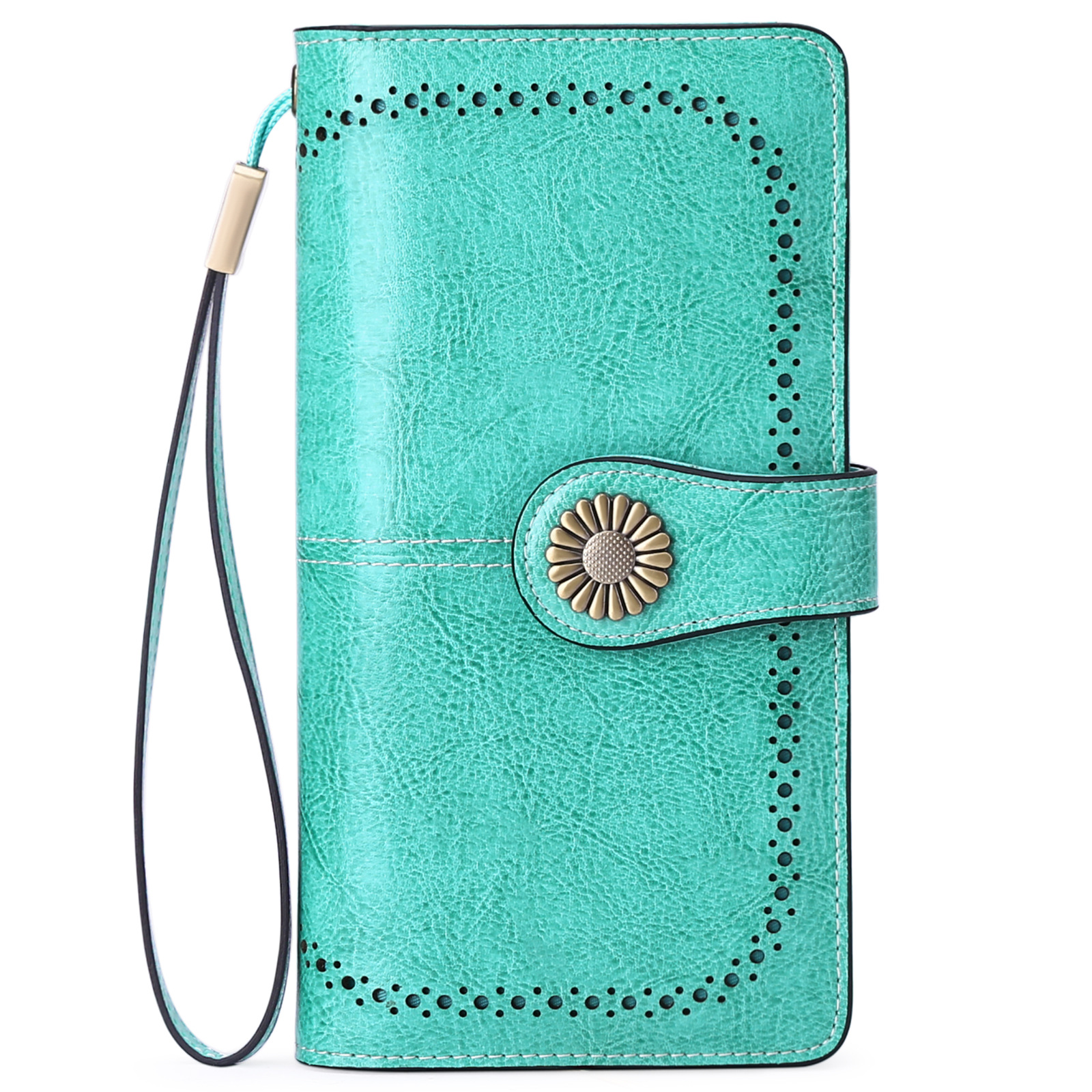 Billeteras de cuero para mujer, tarjetero de crédito con bloqueo RFID, pulsera de gran capacidad | with RFID Blocking, Large Capacity, Wristlet, with RFID Blocking, Large Capacity, Wristlet