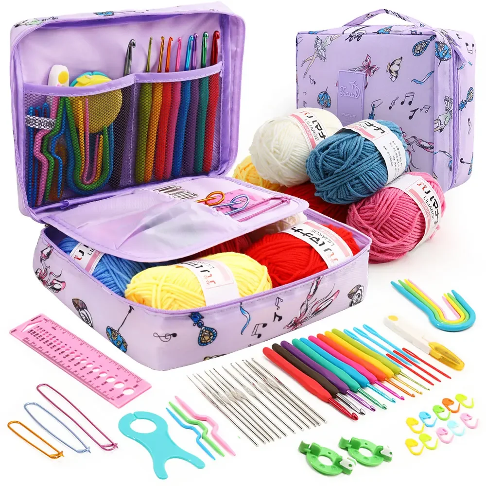 Kit De Inicio Para Crochet 59 Piezas Con Bolsa De Almacenamiento Herramientas Y Material De Yarn De Lana Para Principiantes
