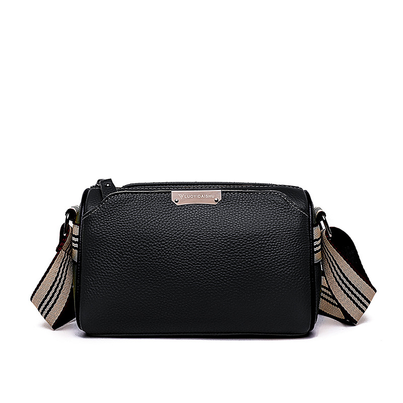 Bolso bandolera de piel auténtica para mujer, bolso de hombro clásico, bolso tote moderno y elegante, correa de hombro ancha