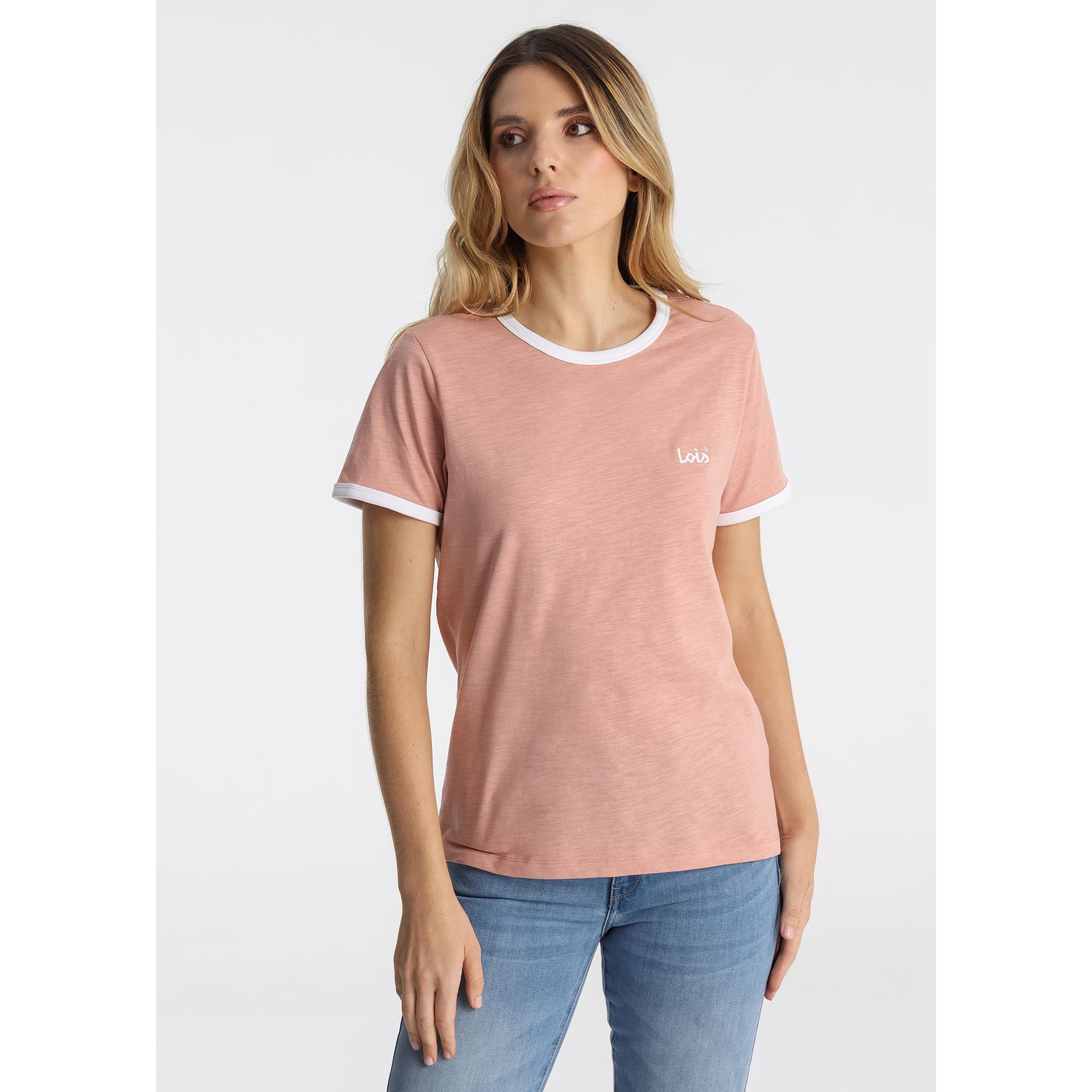 LOIS JEANS - Camiseta de Algodón Slub con Bordado Logotipo Lois
