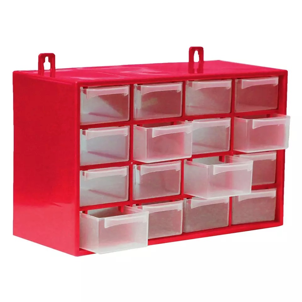 Cajoneras Gavetas Organizadoras Tornillos, Organizador apilable de plástico con 16 cajones para Herramientas pequeñas, Clasificador 16 Compartimiento apilable, Cajonera Multiusos de Material plástico, Clasificador de Cajones Great Plastic