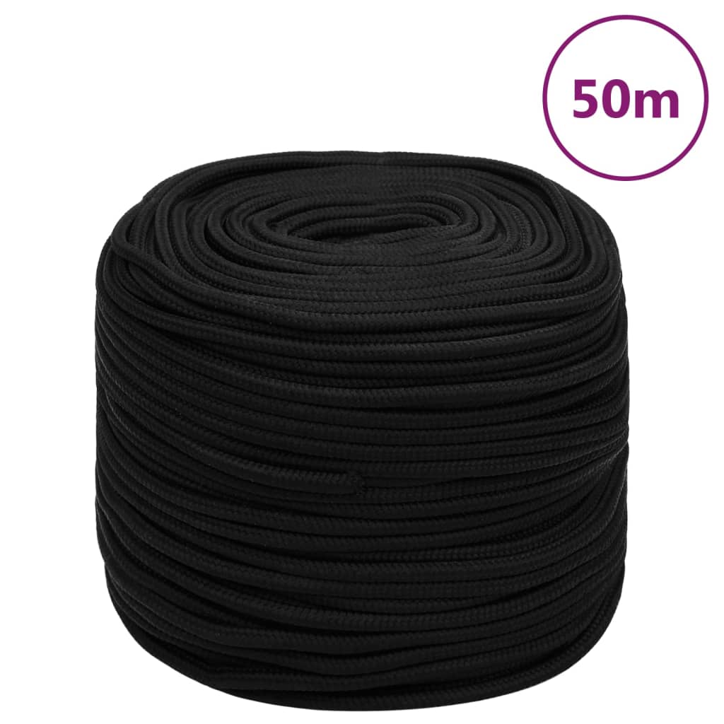 vidaXL Cuerda de trabajo poliéster 6 mm 50 m cuerda trenzada Color Negro,  Blanco, y mas