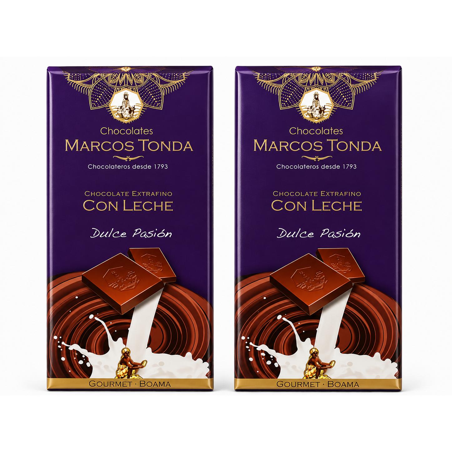Chocolate con Leche Gourmet Chocolates Marcos Tonda 125g Pack de 2 – Tableta Premium de Sabor Suave y Cremoso