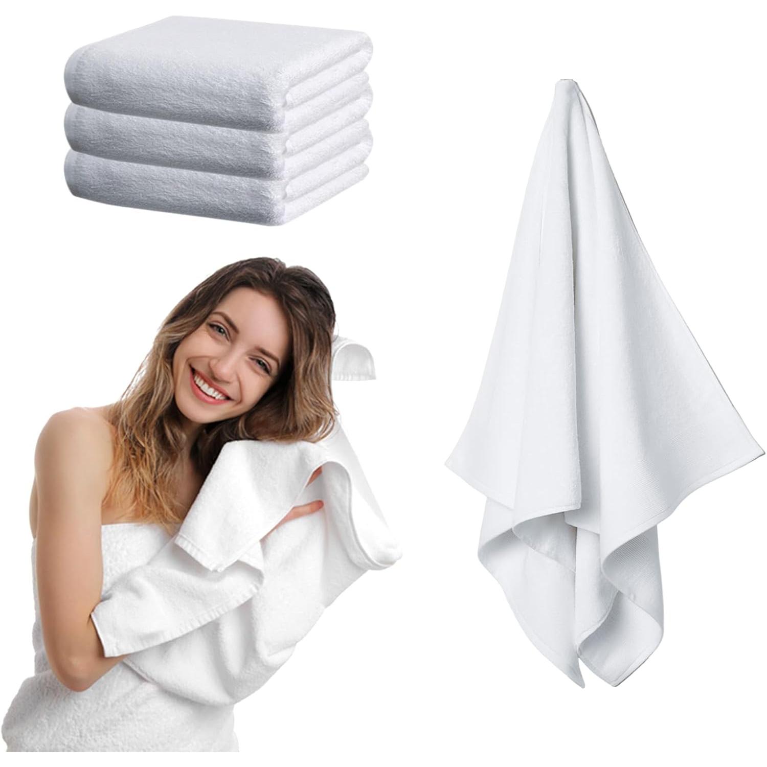 Toallas baño Grandes Algodon,Toallas Ducha,Premium Grandes for Bathroom,Top Towel Calidad del Hotel, Extra Suaves y Resistentes,Alta absorción, SPA y baño (Blanco, 70x140cm 500 GSM)