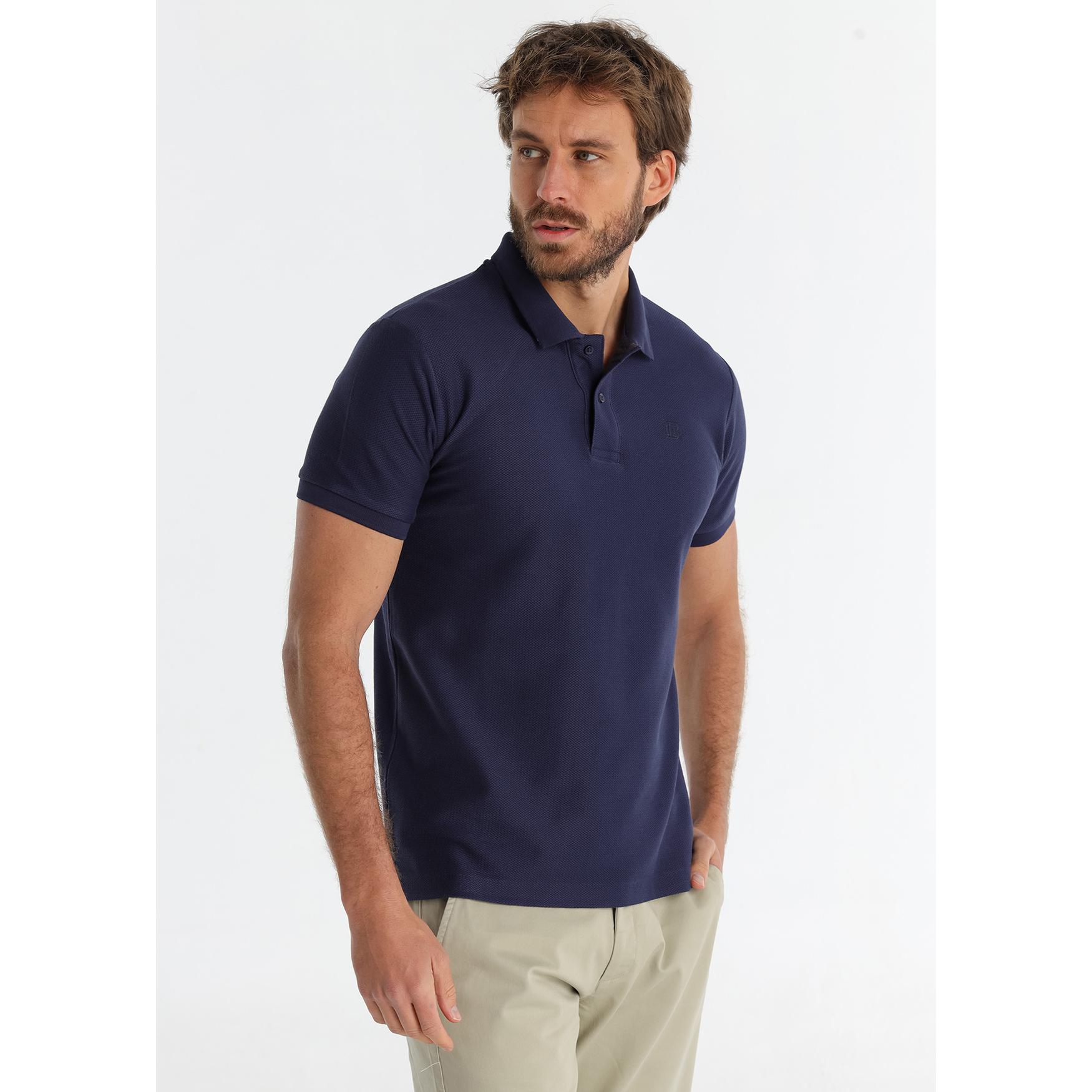 Polo Jacquard Logo Azul
