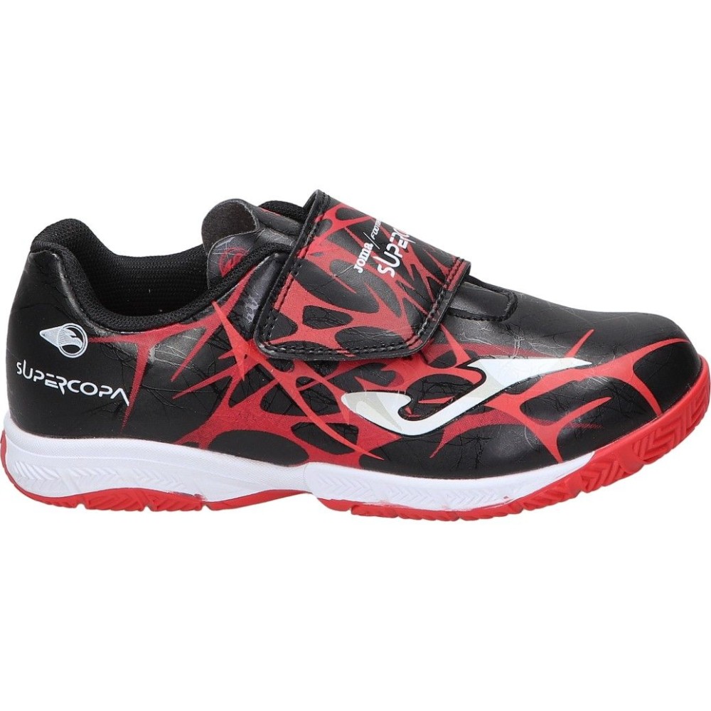 JOMA | Zapatillas de Fútbol Sala Joma Super Copa Jr 25 para Niño – Zapatilla Sala en Color Rojo con Detalles de Colores – Deportivas Indoor con Cierre de Velcro – Estilo Deportivo – Modelo SCJS2501INV
