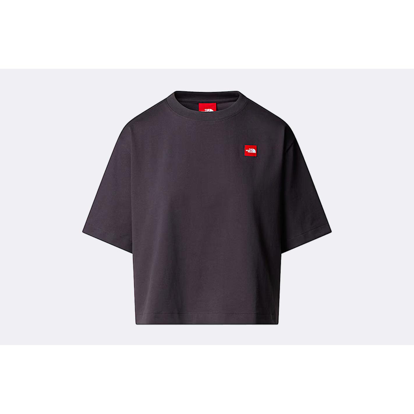 The north face women's red box boxy short sleeve t-shirt - obsidian