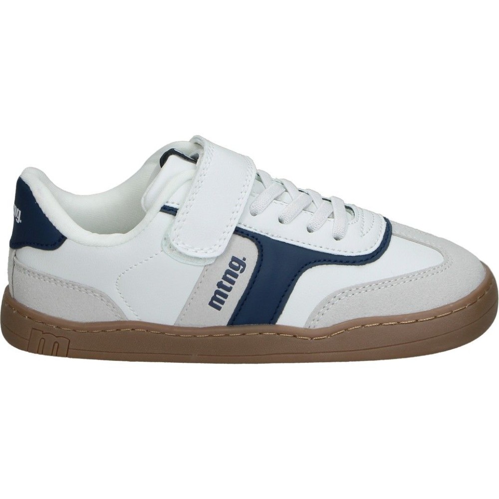 MTNG | Zapatillas Barefoot Mustang Free Infantiles – Deportiva en Color Blanco con Detalles en Beige y Negro – Sneakers con Cordones y Velcro – Plantilla Extraíble – Respetuosos con el Pie – Vegan – Flexibles – Modelo 48942