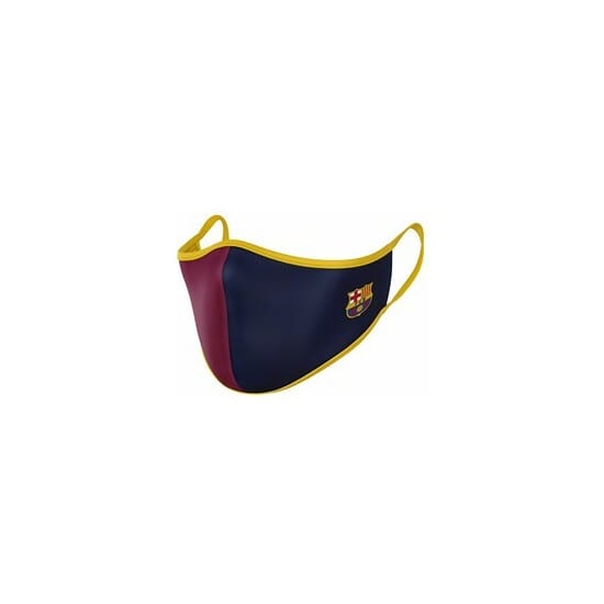 SAFTA | Mascarilla Reutilizable Adulto FC Barcelona Fields, Licencia Oficial, Adulto e Infantil, Ajuste Cómodo con Sujeción a Orejas, Tejido Suave y Transpirable, Uso Diario Escolar y Deportivo
