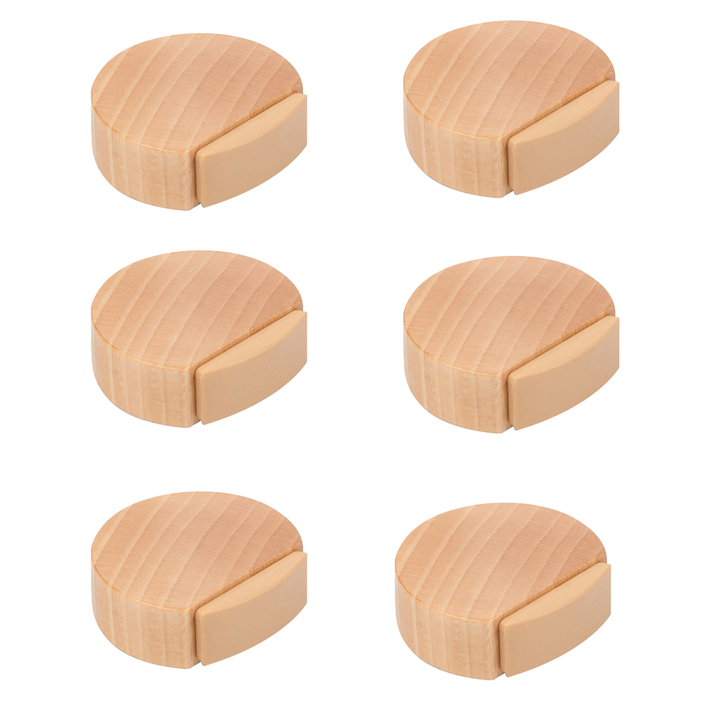 6 Un. TOPE de Puerta adhesivo en madera de haya natural 45x42MM