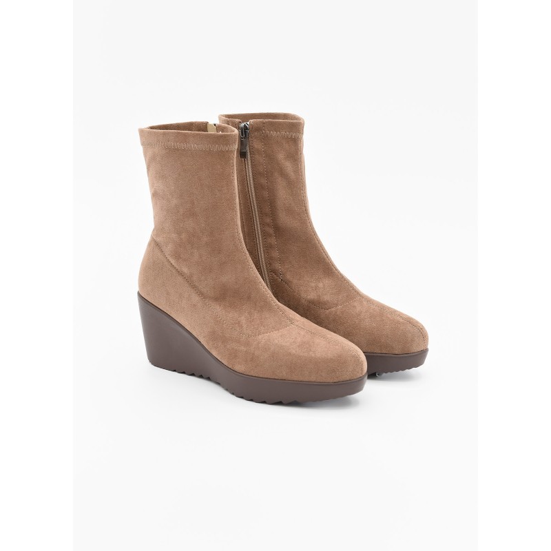 Botín De Cuña Purapiel Para Mujer  Bro3 , Color Taupe 104926