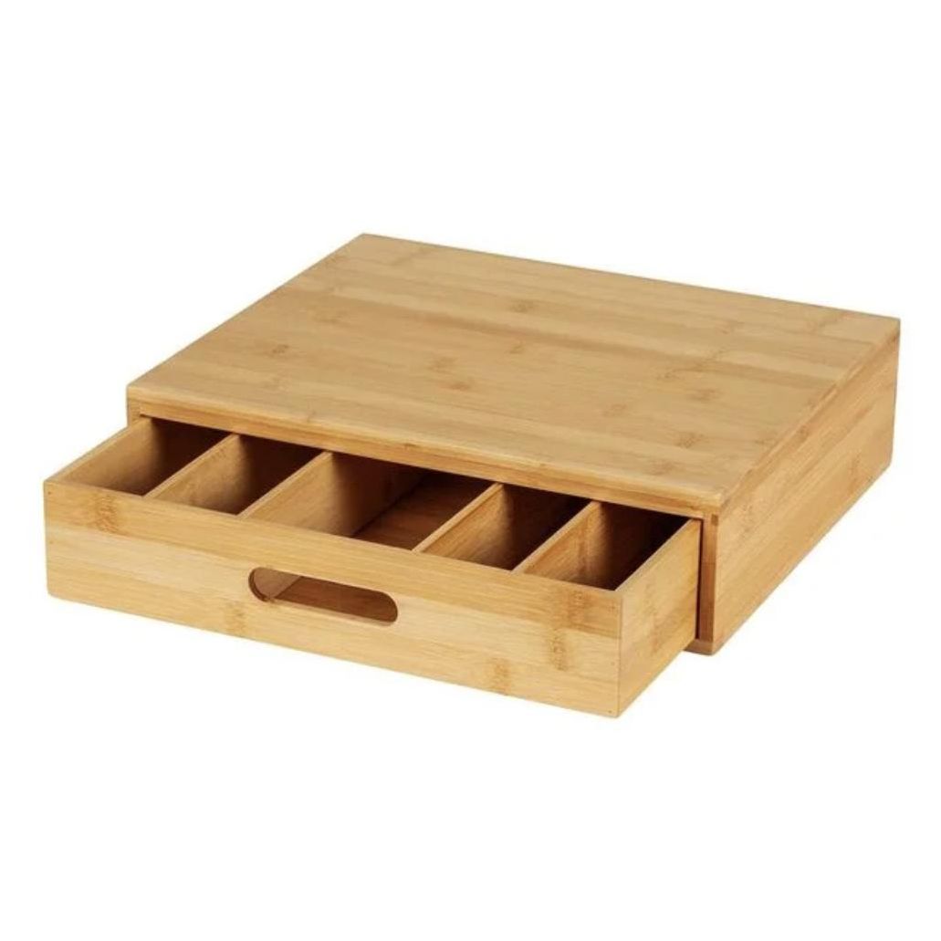 ORION91® - Organizador de cajón de bambú, 33 x 28 x 8,7 cm, 1 cajón para cápsulas de café, ecológico - spaziOrion91