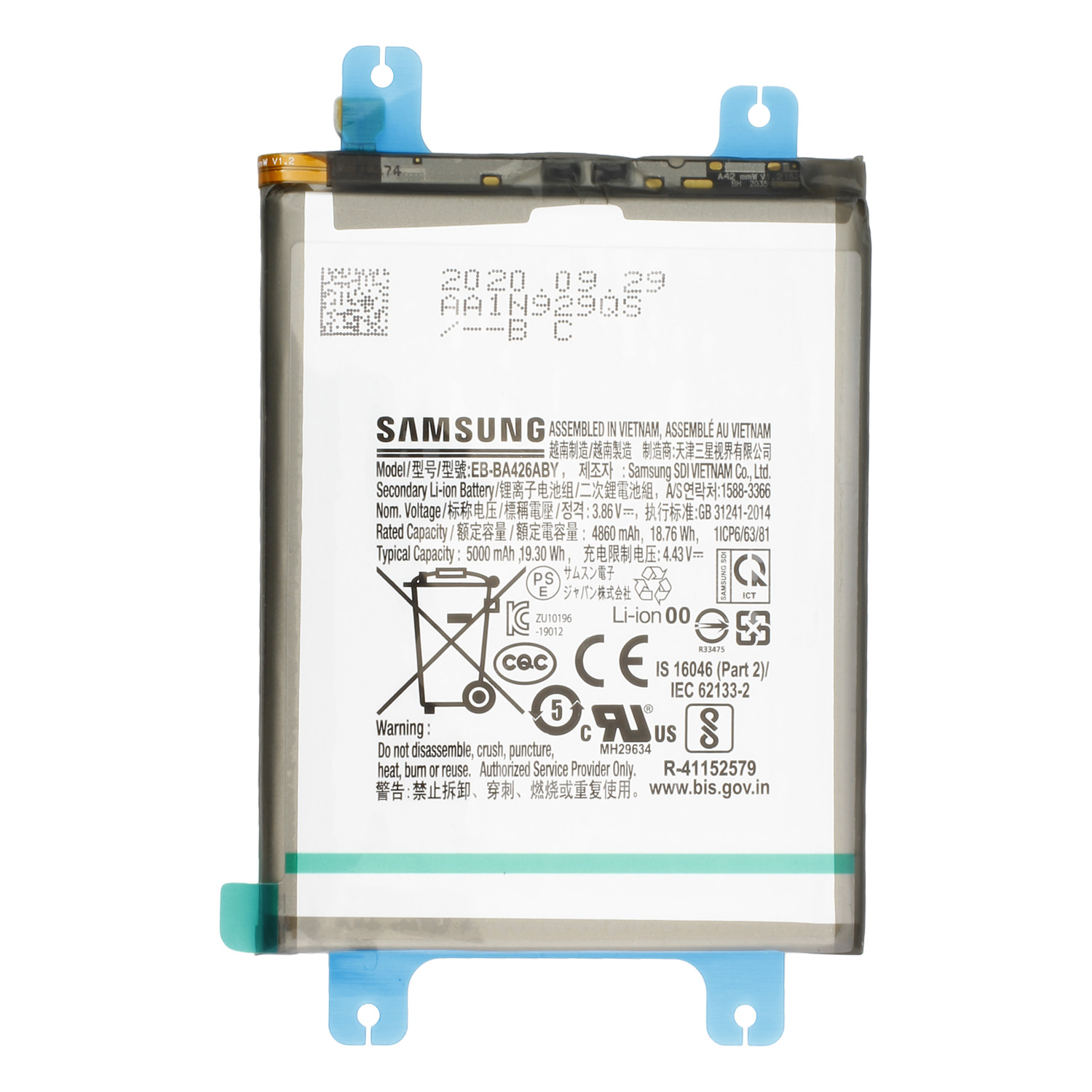 Batería Original EB-BA426ABY Compatible para Samsung Galaxy A32 5G / Galaxy A42 5G / Galaxy A72 5G / (Capacidad 5000 mAh) / Nueva Fabricacion/Accesorio Original/Service Pack.