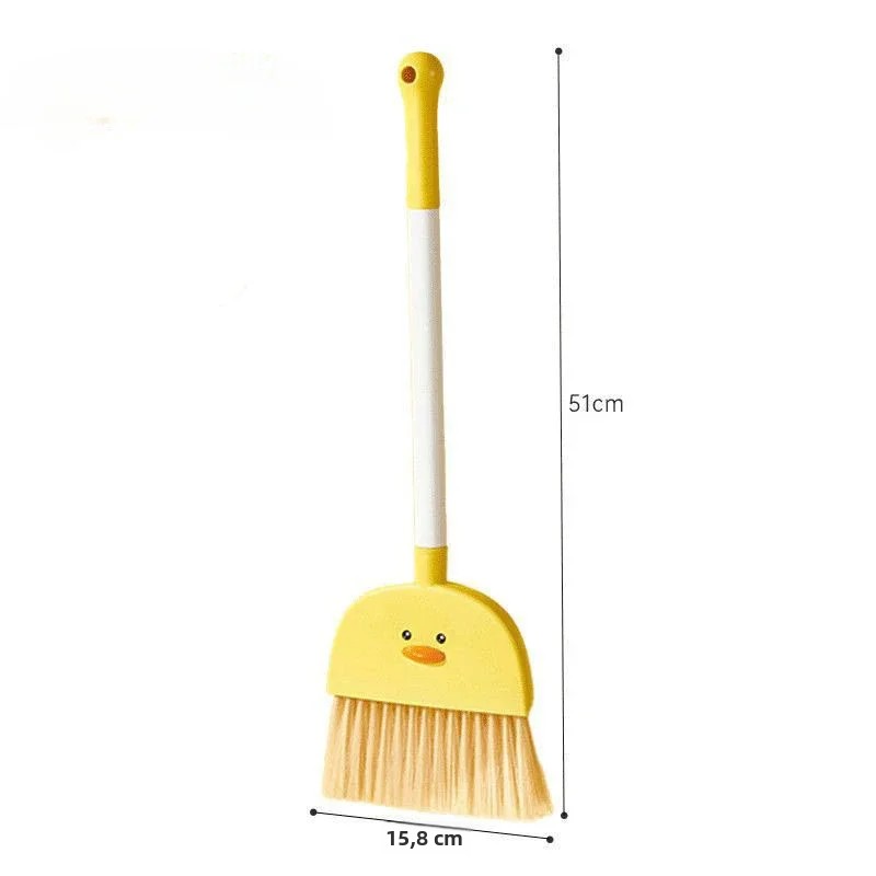 TK Juego De Escoba Y Asera Para Niños De Plástico Alimenticio Tamaño Mini Herramientas De Limpieza Para Bebés Y Niños Pequeños Color Amarillo