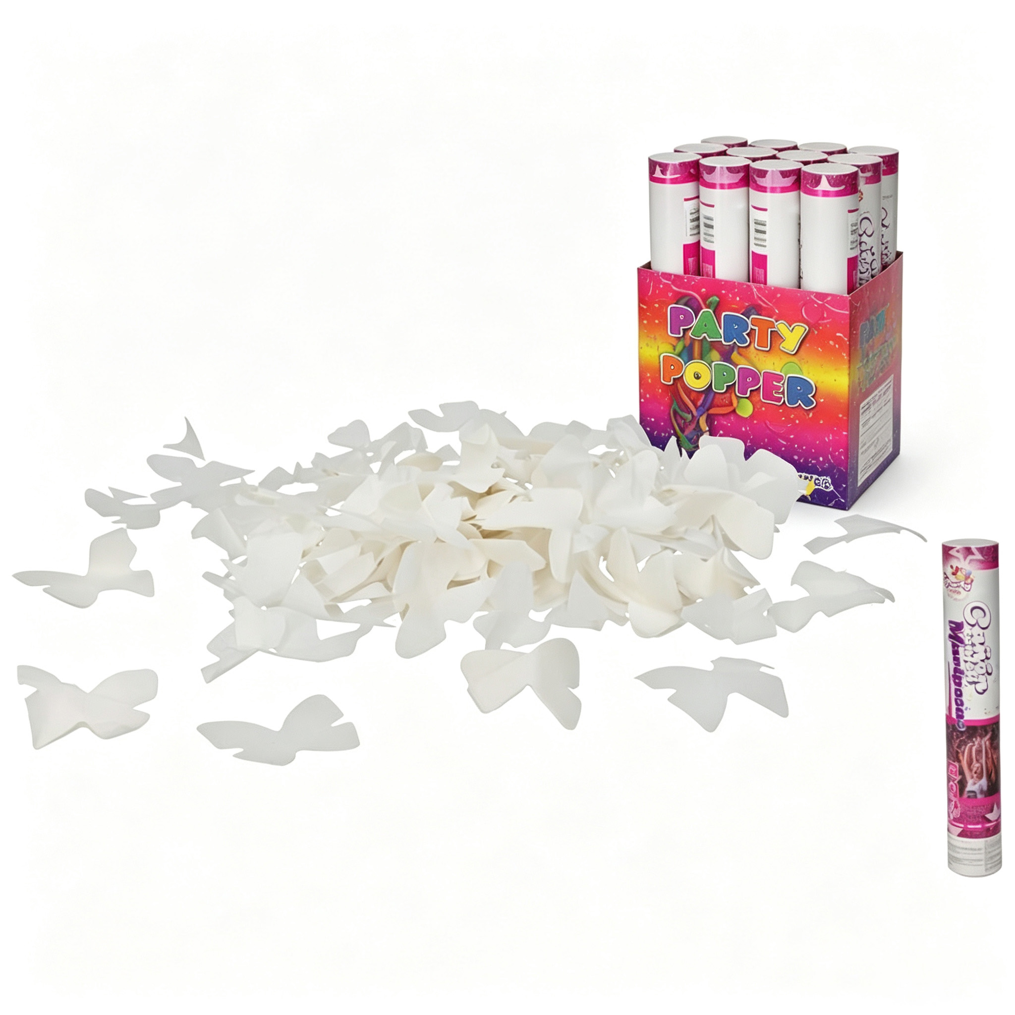 Cañón de Confeti Mariposas 30 cm Ideal para Bodas, Fiestas y Celebraciones, Uso en Interior y Exterior