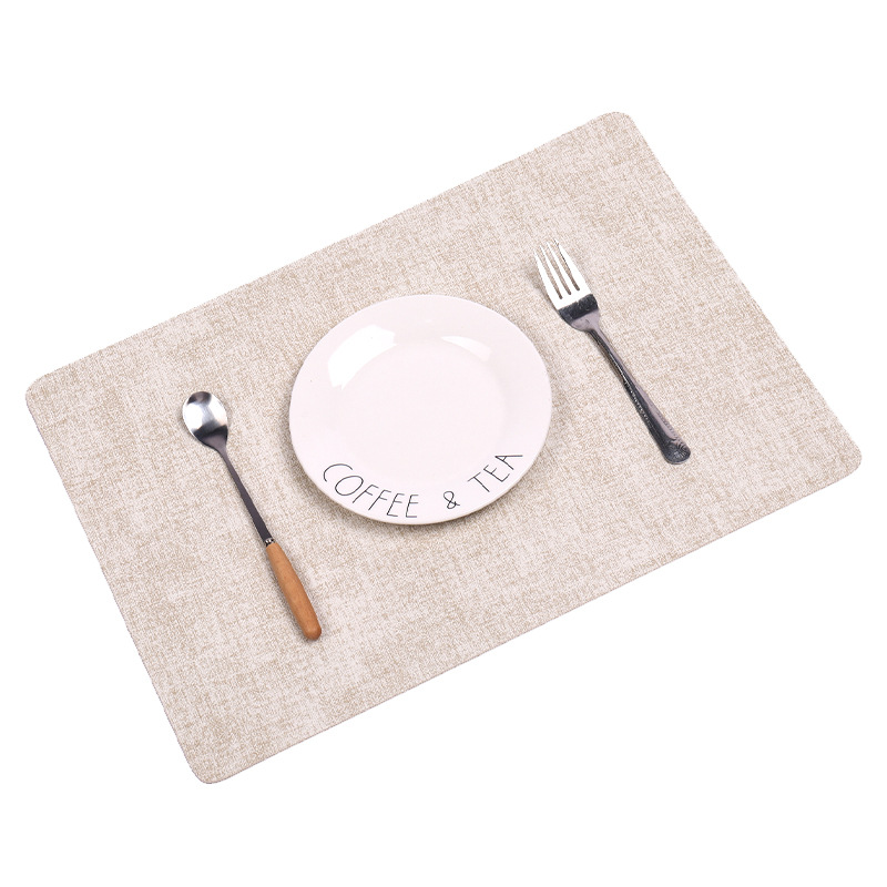 Mantel individual cuadrado de cuero sintético de doble cara, resistente al calor, impermeable, lavable y antideslizante, beige, 43 cm x 30 cm.