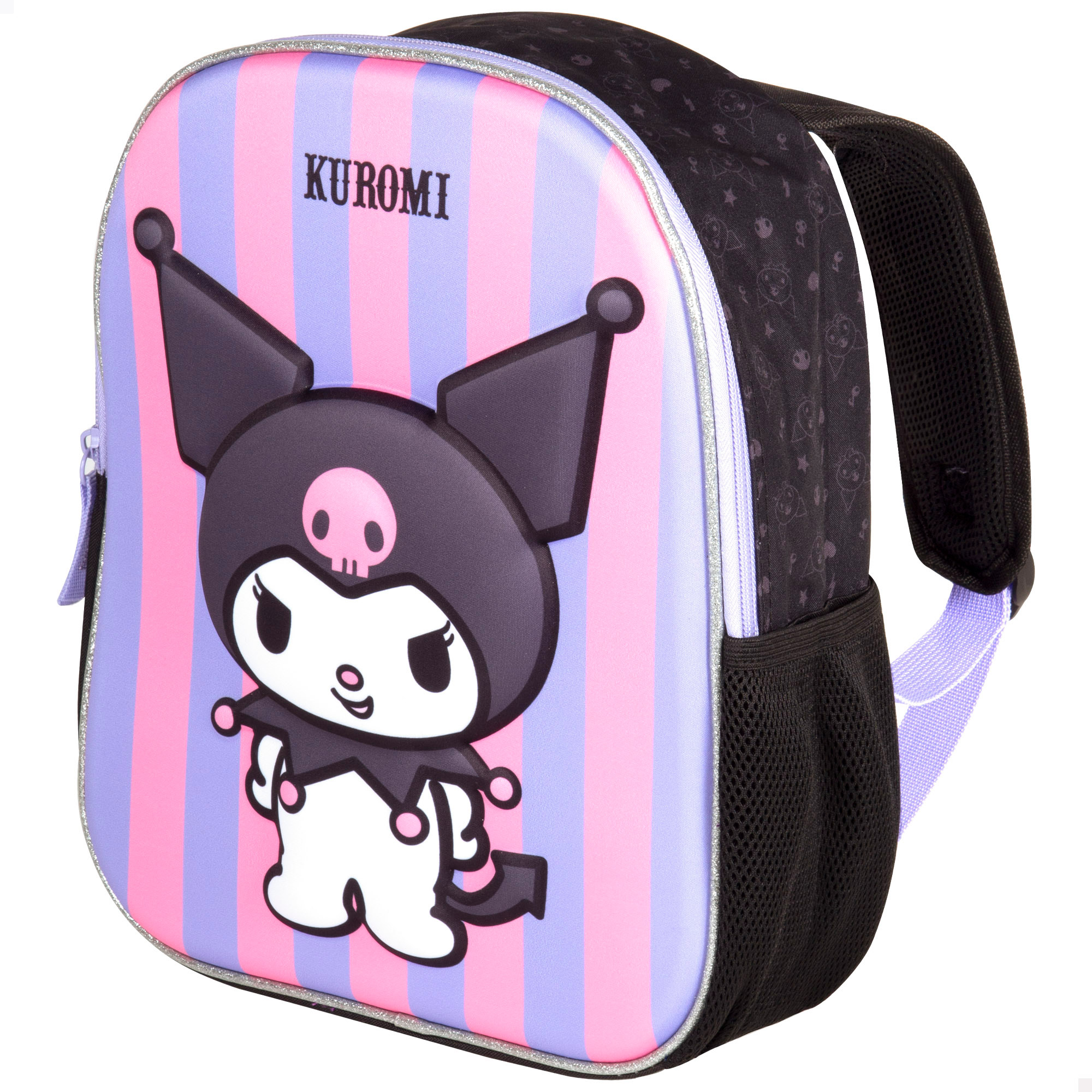 Kuromi - Mochila preescolar, 25x10x32 cm, licencia oficial, diseño 3D, mochilas infantiles, dibujos animados, material escolar, recomendado a partir de 3 años