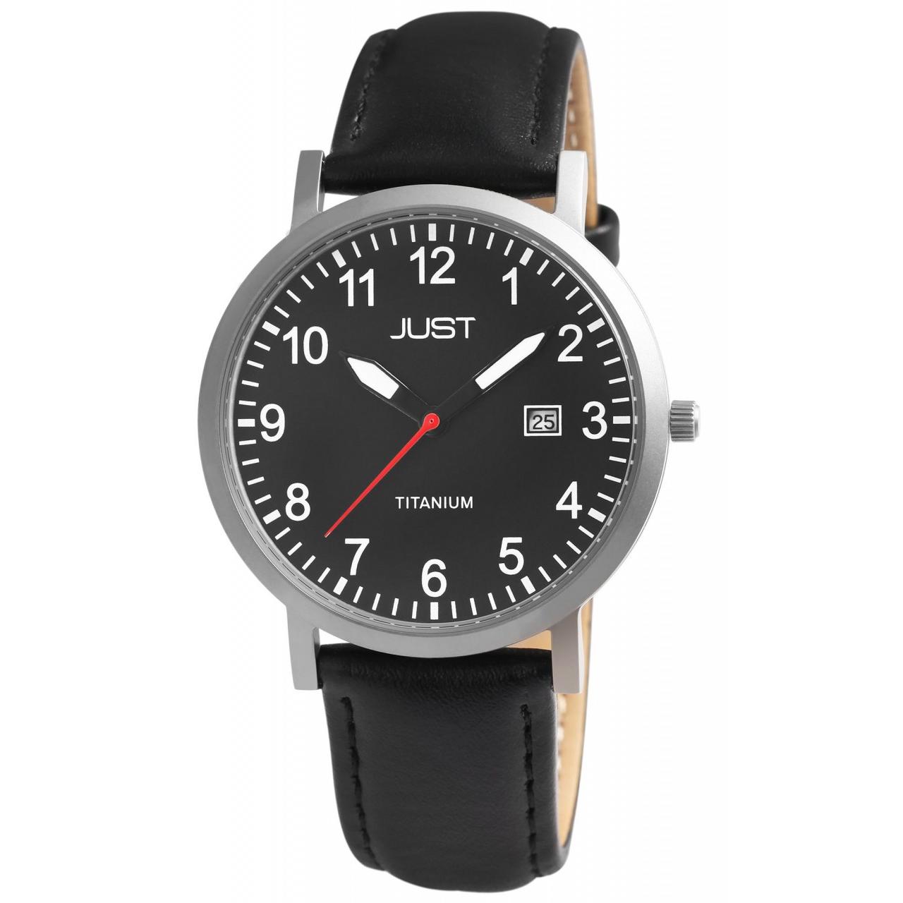 Reloj Just® Hombre em Titânio com Bracelete em Pele Genuína