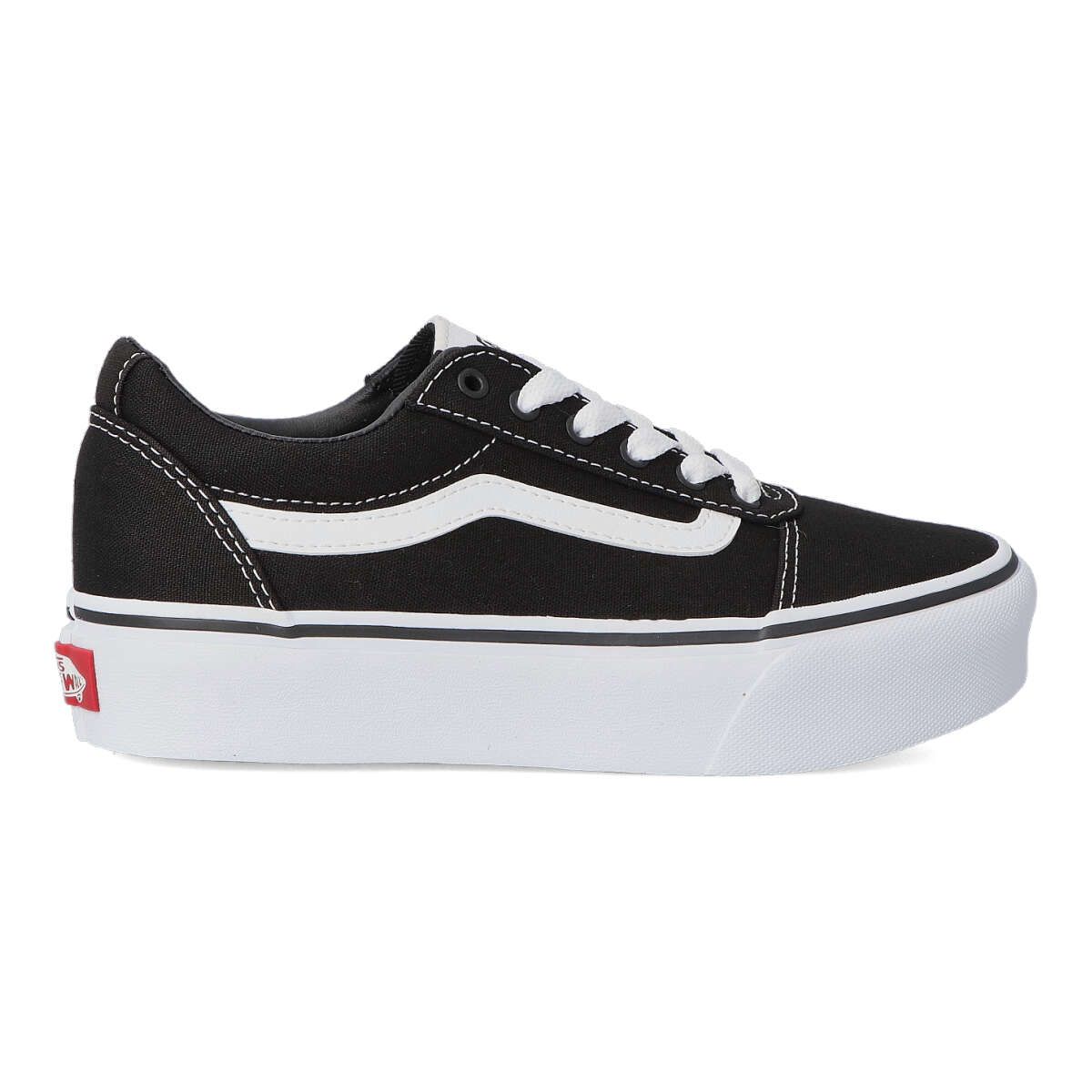 Vans - Zapatillas WM WARD con plataforma para mujer, de textil y cuero, suela waffle de caucho, altura 3 cm, color negro-blanco