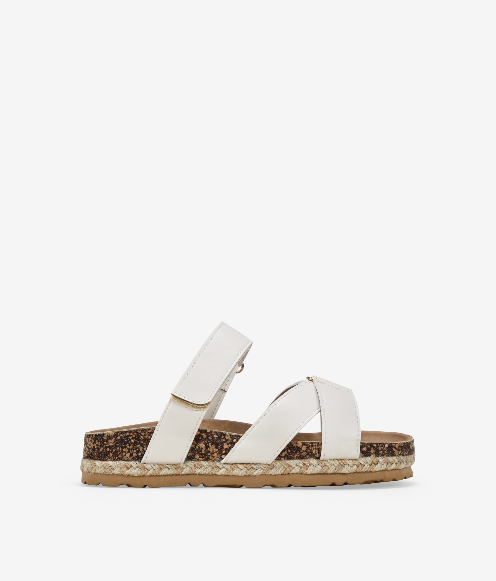 Bosanova Sandalias estilo pala para mujer con dos tiras cruzadas y otra regulable con cierre fácil. Suela bio de esparto bicolor. Sin cierre.